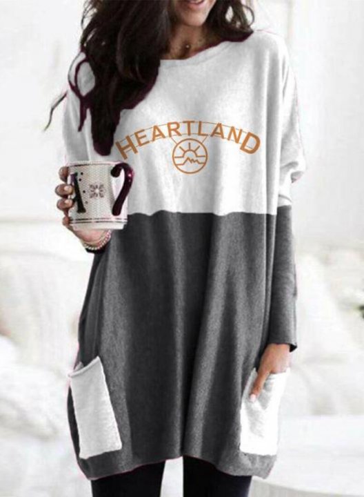 Women's Color Block Minnie&Mickey Mouse Print Tunic Tops Long Sleeve Round Neck Tunic Sweatshirt