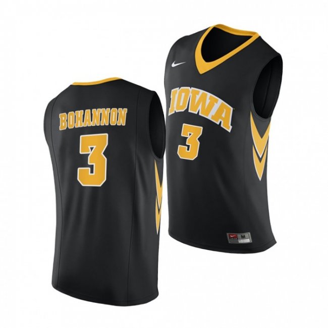 Iowa Hawkeyes Jordan Bohannon Black 2020-21 Replica College Basketball Jersey Men