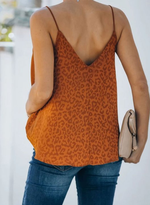 Women's Cami Tops Leopard Sleeveless Spaghetti Daily Casual Vacation Cami Tops