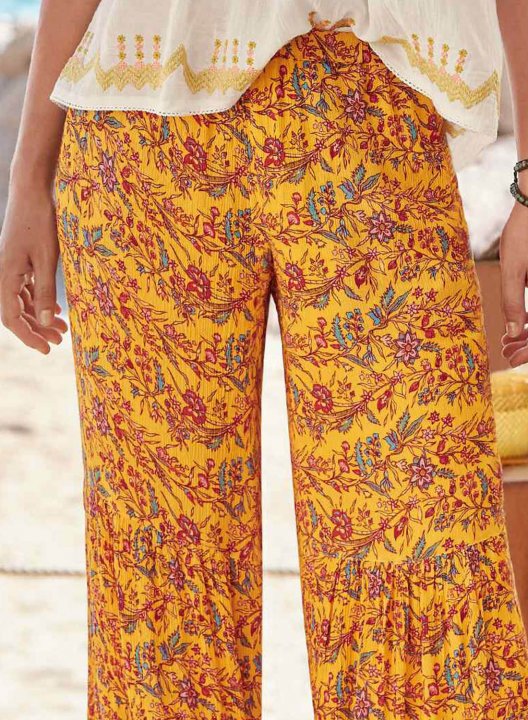 Women's Palazzo Pants Straight Floral Mid Waist Daily Full Length Casual Pants