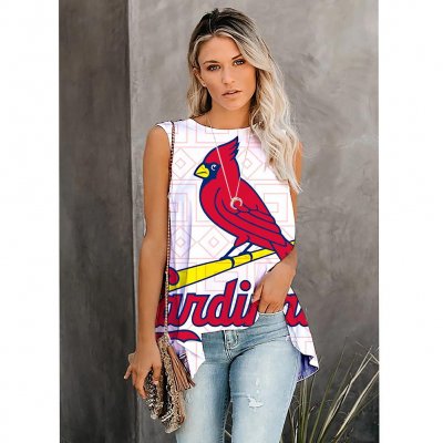 Women's Summer ST. LOUIS CARDINALS Team Fans Print Casual Irregular Sleeveless Round Neck Vest T-Shirt