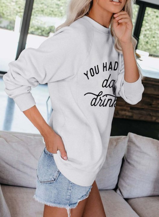 Solid Long Sleeve Casual Sweatshirt