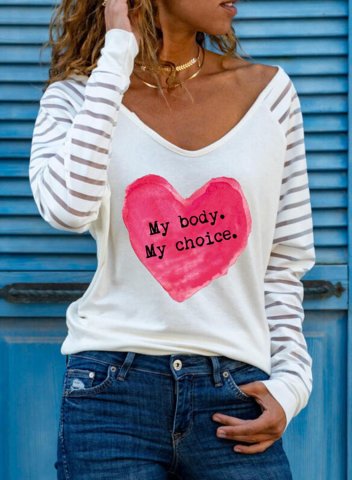 Women's Feminists Choice Slogan Sweatshirt Letter Heart Long Sleeve Long Sleeve Daily Pullover