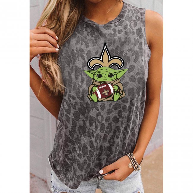 Match Responded Round Neck sleeveless Leopard Print T-Shirt