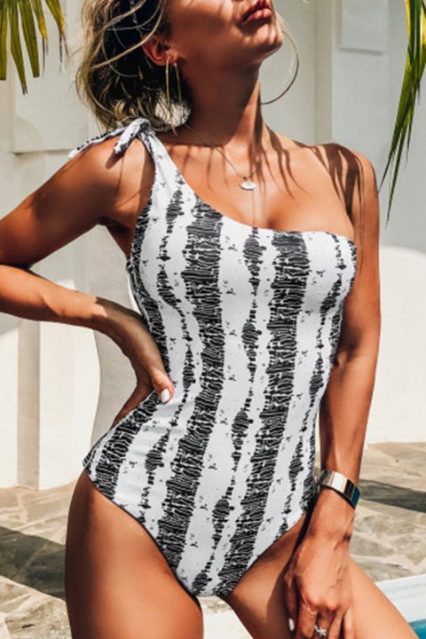 Women's One Piece Swimwear Color Block Asymmetrical Casual One-Piece Swimsuit