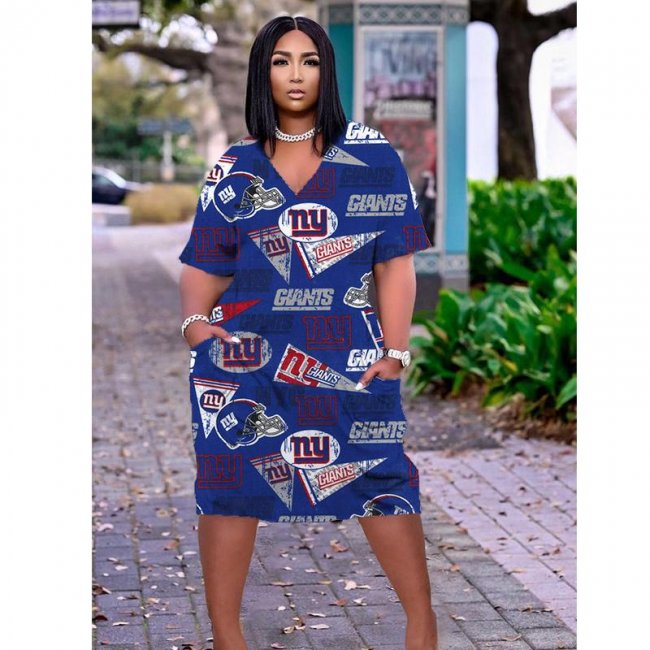 New York Giants V-Neck Jacket Short-Sleeved Bat-Sleeved Dress