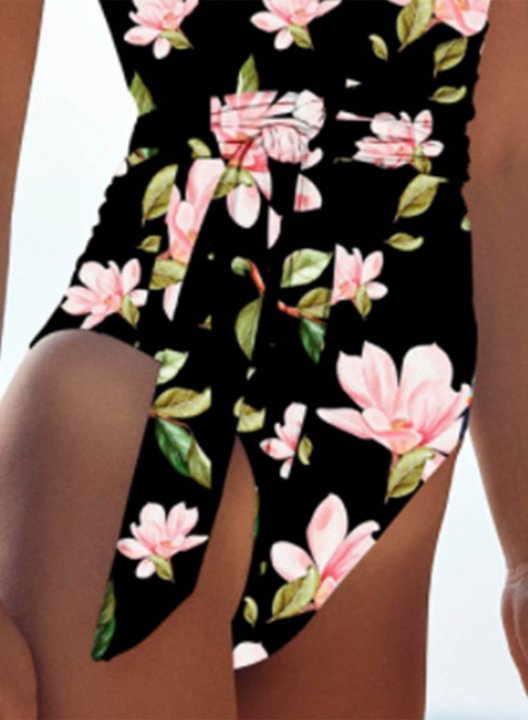 Women's One Piece Swimwear Floral One Shoulder Vacation Casual One-Piece Swimsuits One-Piece Bathing Suits