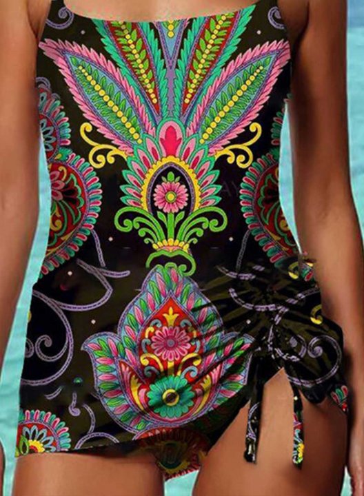 Women's Tankinis Color Block Tribal Knot Tankini