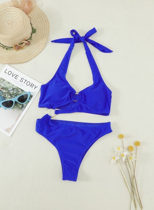 Women's One-Piece Swimsuits One-Piece Bathing Suits Solid V Neck One-Piece Swimsuit