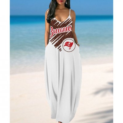 Tampa Bay Buccaneers Print Side Pocket Maxi Dress