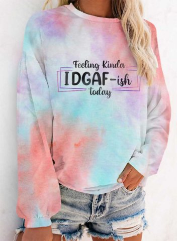 Women's Feeling Kinda IDGAF-ish today Sweatshirt Casual Letter Color Block Long Sleeve Round Neck Pullovers