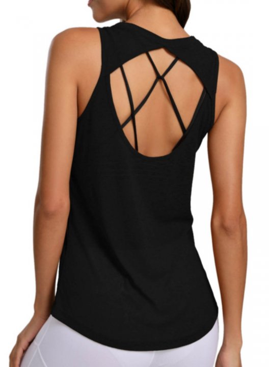 Women's Tank Tops Solid Sleeveless Round Neck Casual Sporty Tank Top