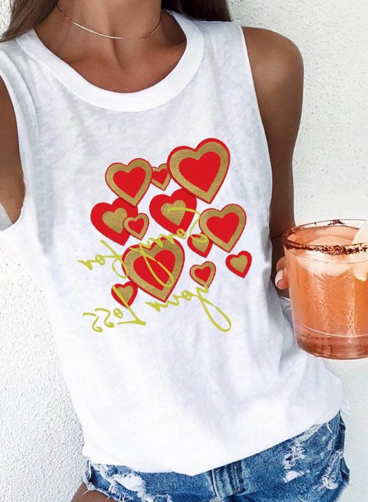 Women's Tank Tops Heart-Shaped Sleeveless Round Neck Stylish Daily Tank Top