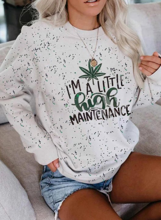 Women's Sweatshirts Letter Print Long Sleeve Round Neck Daily Sweatshirt