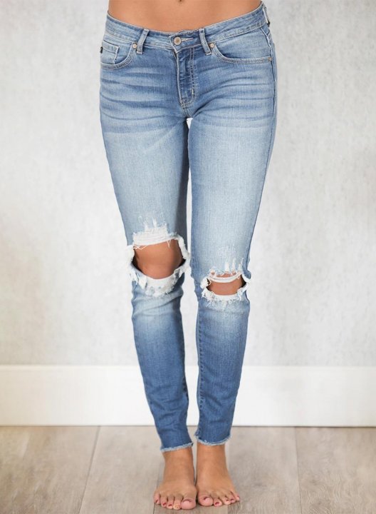 The Kallista Medium Wash Distressed Crop Jeans