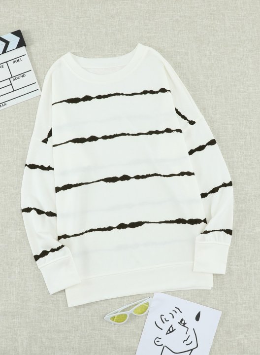 Striped Abstract Long Sleeve Casual Sweatshirt