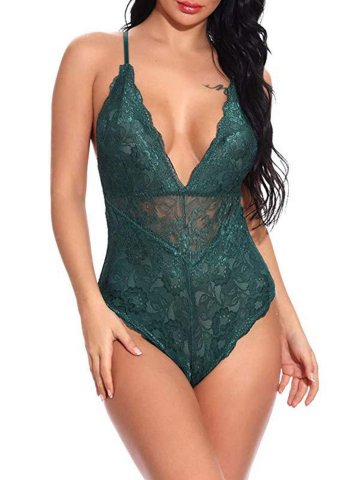 Women's Bodysuits Lace Solid V Neck Wire-free Adjustable Sleeveless Date Bodysuits