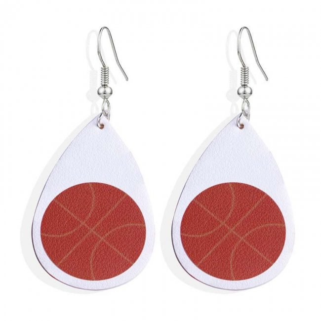 National Flag Football Basketball Football Volleyball Double-Sided Pu Leather Earrings