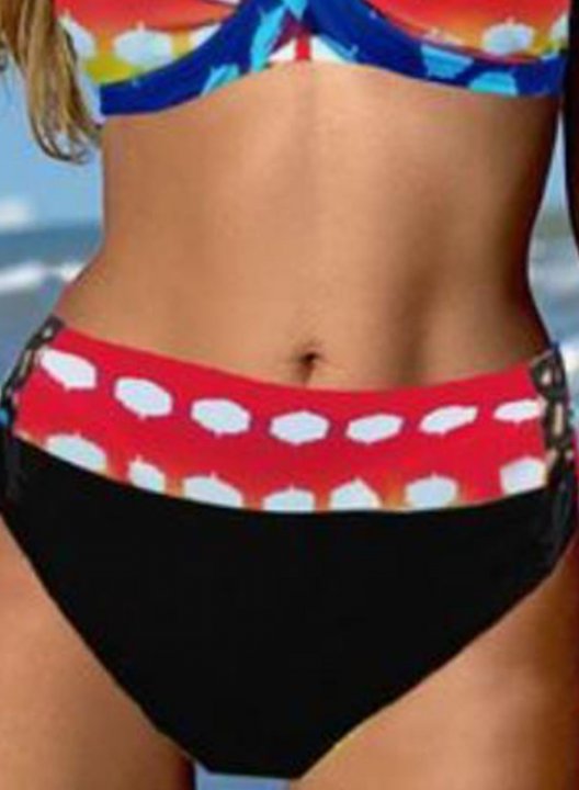 Women's Bikinis Polka Dot Color Block Twisted Padded Bikini Bathing Suits