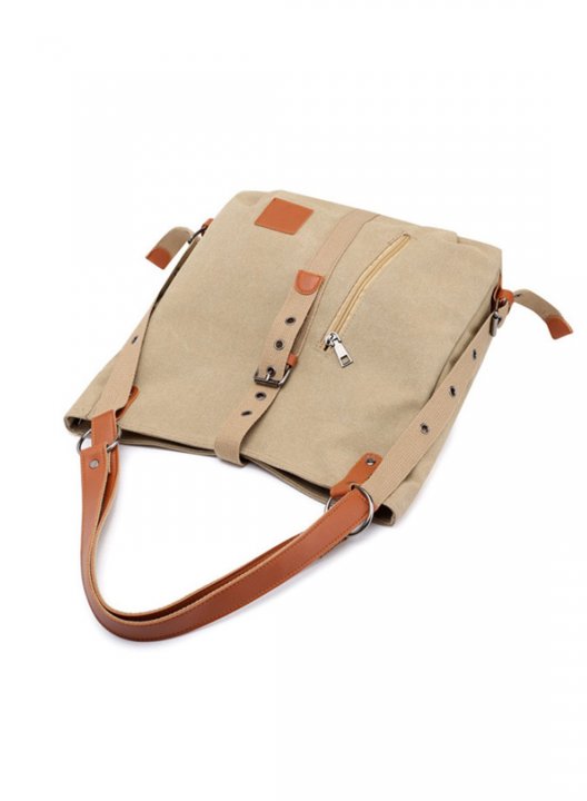 Women's Handbags Color Block Canvas Simple Shoulder Messenger Handbag