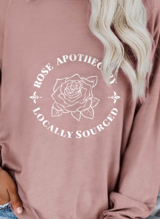 Women's Rose Apothecary Sweatshirt Casual Solid Letter Round Neck Long Sleeve Daily Pullovers