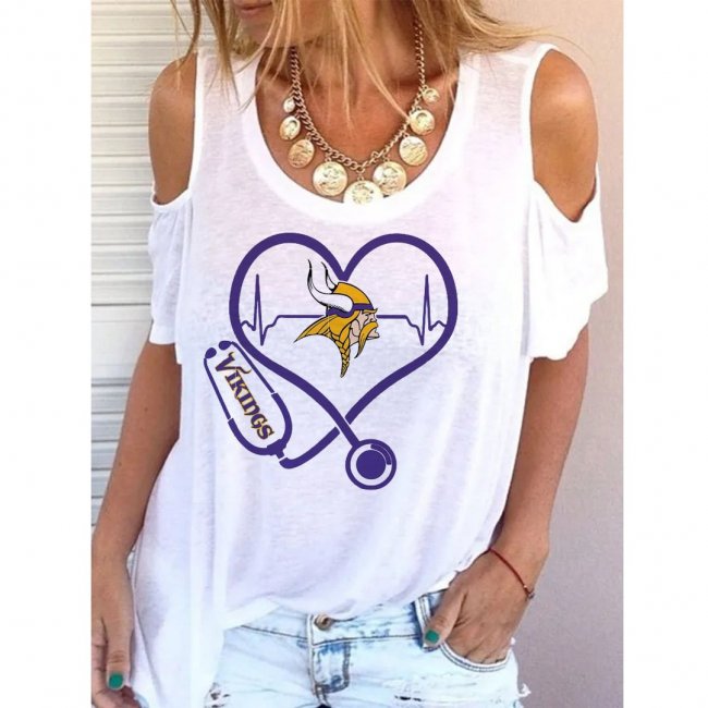 Women's Minnesota Vikings Printed Casual T-shirts