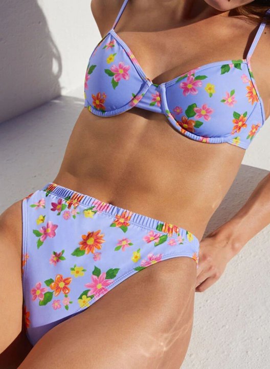 Women's Bikinis Floral Spaghetti Adjustable Under-wire Padded Bikini