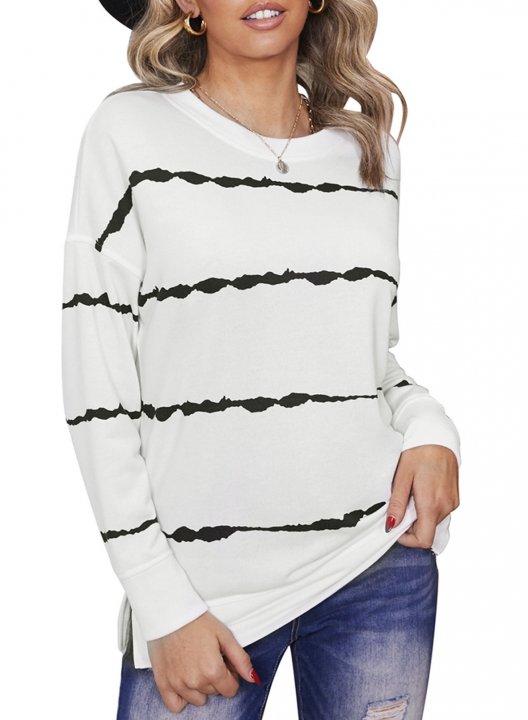 Striped Abstract Long Sleeve Casual Sweatshirt