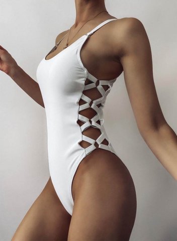 Women's One-Piece Swimsuits One-Piece Bathing Suits Solid Spaghetti Criss Cross One-Piece Swimsuit