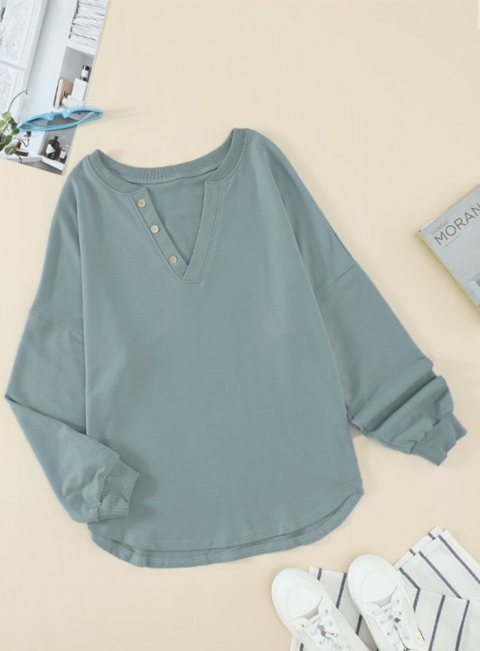 Pink/Green V Neck Long Sleeve Top