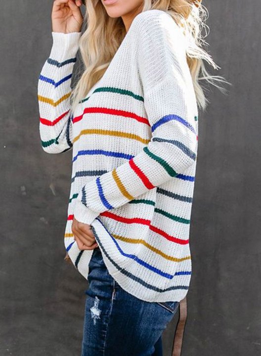 Striped Loose Fit Knit One Shoulder Top