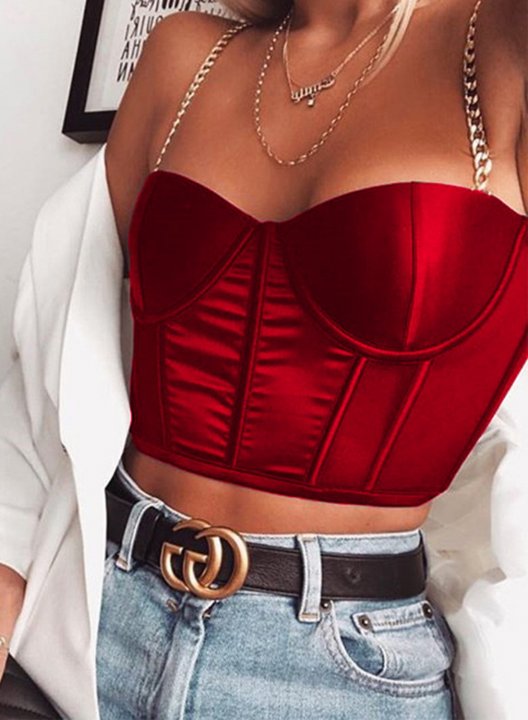 Women's Push up Bustier Club Party Crop Top Solid Corset Bra