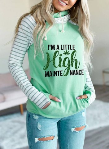 Women's I'm A Little High Maintenance Hoodies Drawstring Striped Long Sleeve Daily Hoodies With Pockets