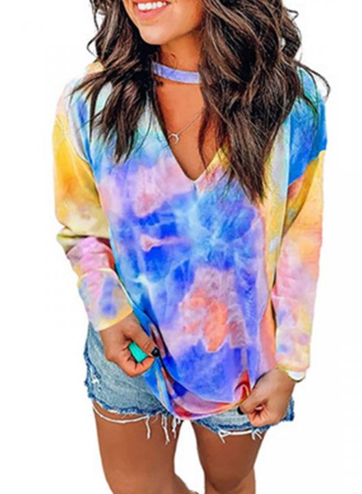 V Neck Long Sleeve Daily Sweatshirt