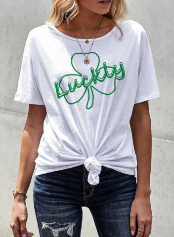 Women's St Patrick's Day T-shirts Lucky Shamrock Round Neck Short Sleeve Daily Summer Casual T-shirts
