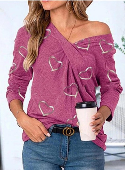 Women's Tunic Tops Heart-shaped Solid V Neck Long Sleeve Criss Cross Casual Daily Tunics