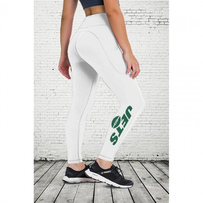 NEW YORK JETS Women's High Pocket Waist Yoga Pants Slimming Booty Leggings Workout Running Butt Lift Tights