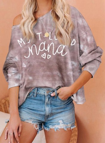Women's Most-Loved Nana Sweatshirts Round Neck Long Sleeve Off-shoulder Solid Letter Casual Sweatshirts
