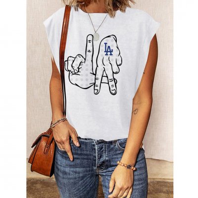 Women's Los Angeles Dodgers Printed Short Sleeve Casual T-shirt