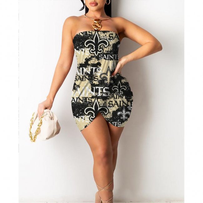 New Orleans Saints Printed Irregular Bandeau Midi Dress