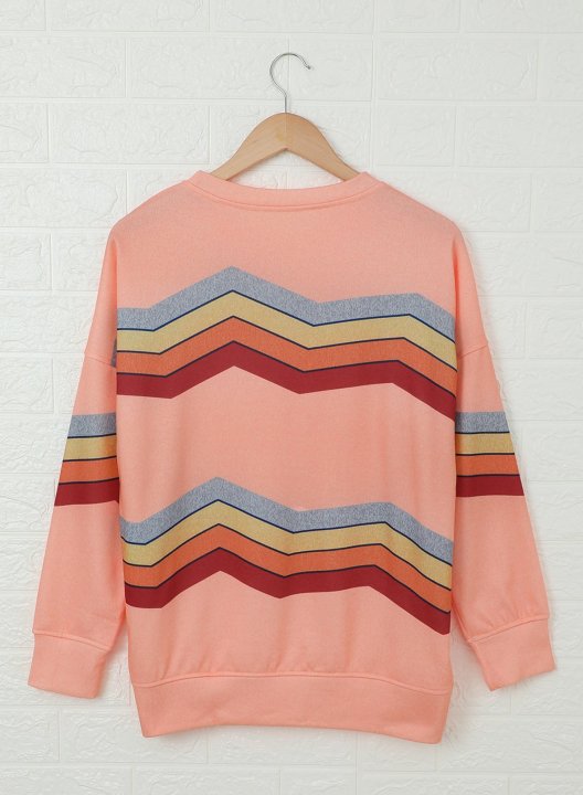 Striped Long Sleeve Round Neck Sweatshirt