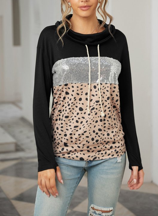 Leopard Long Sleeve Hooded Sweatshirt