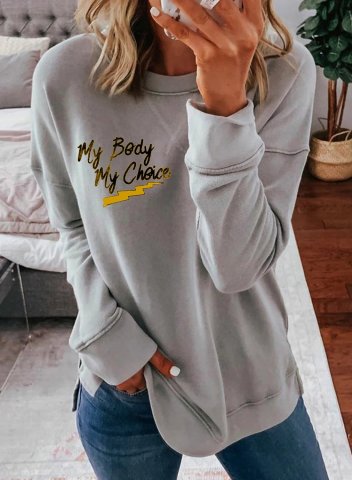 Women's Choice Feminists Slogan Sweatshirt Letter Round Neck Long Sleeve Casual Daily Pullovers