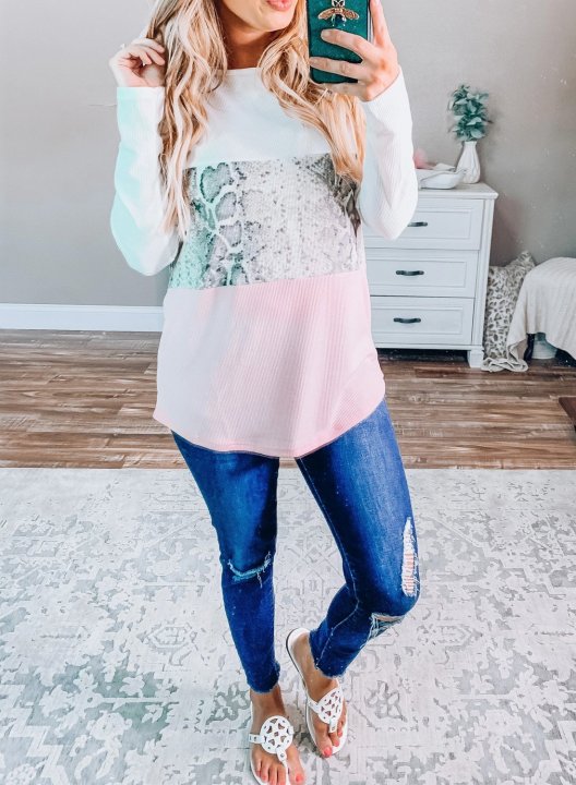 Criss Cross Color Block Sweatshirt