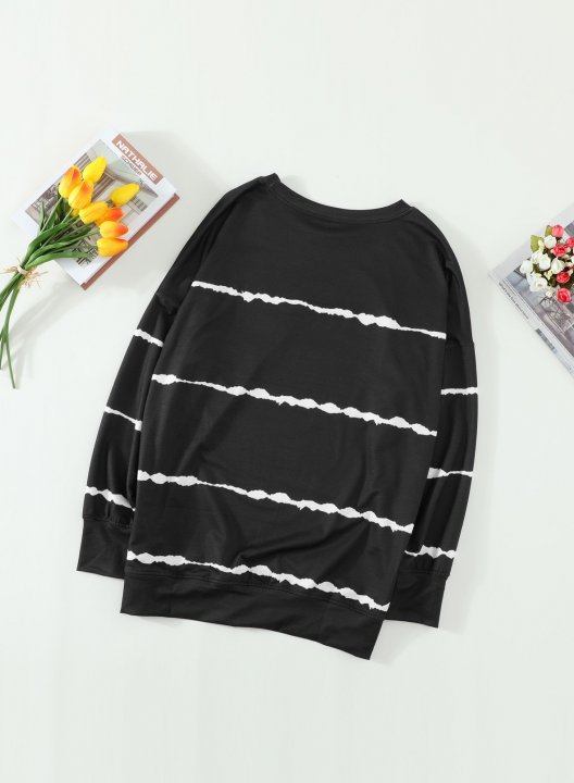 Striped Abstract Long Sleeve Casual Sweatshirt