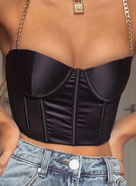 Women's Push up Bustier Club Party Crop Top Solid Corset Bra