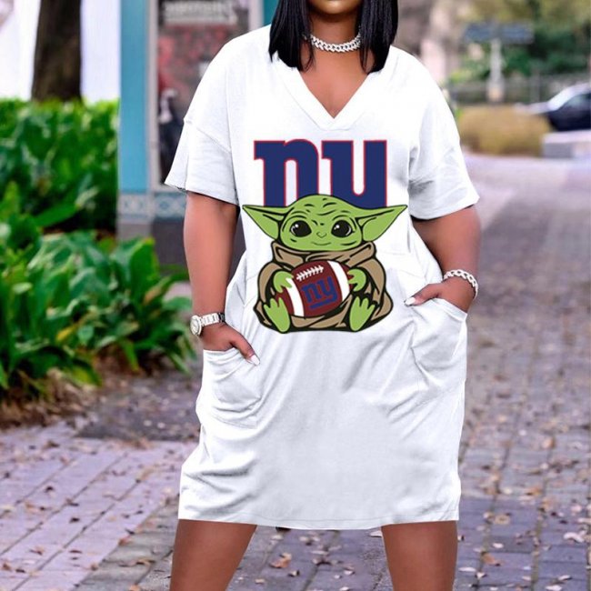 New York Giants V-Neck Jacket Short-Sleeved Bat-Sleeved Dress