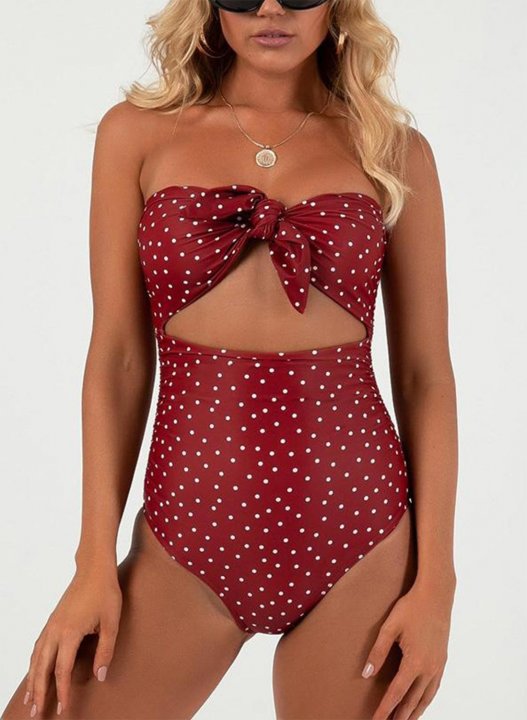 Women's Swim Suits Polka Dot Spaghetti Summer One-Piece Swimsuits One-Piece Bathing Suitss