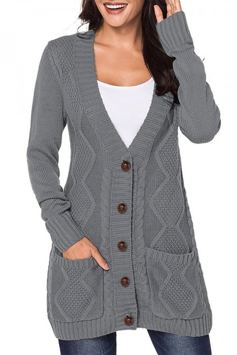 Women's Cardigans Front Pocket and Buttons Closure Cardigan