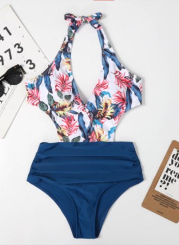 Women's One Piece Swimwear Floral V Neck Vacation One-Piece Swimsuits One-Piece Bathing Suits